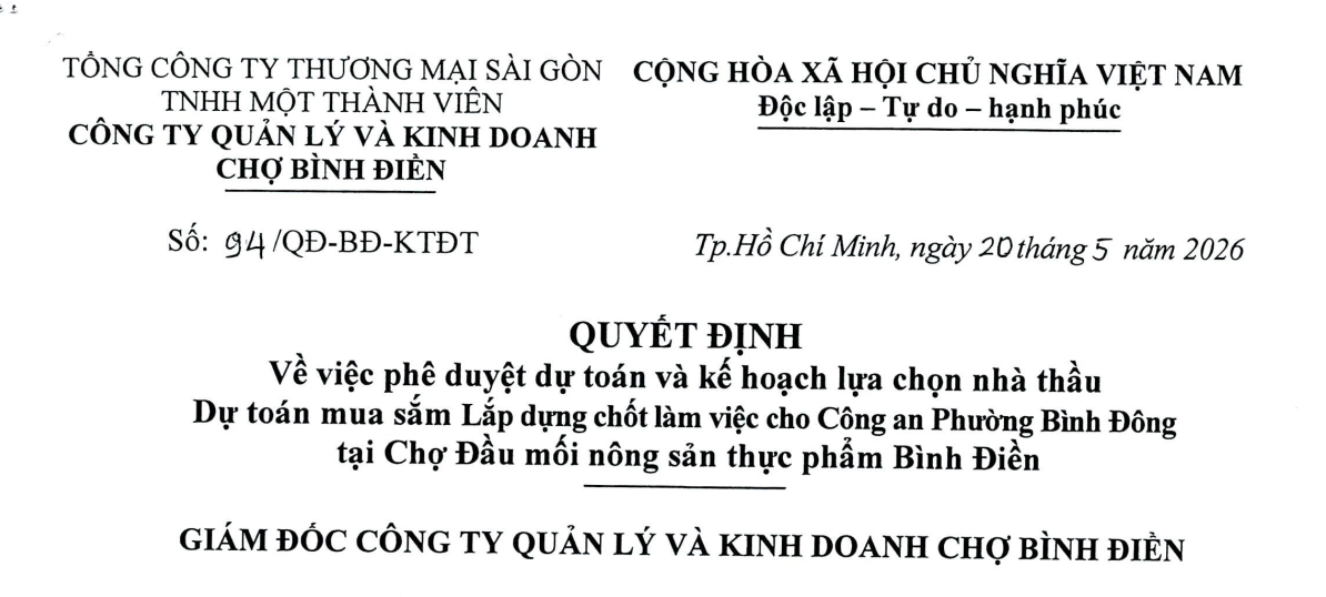 Quyết định về việc phê duyêt kết quả lựa chọn nhà Thầu. Gói thầu: “Thuê xe tự lái tăng cường, 16 chỗ hạ tải, phục vụ kênh Horeca và công tác luân chuyển hàng hóa nội bộ”. - Satra