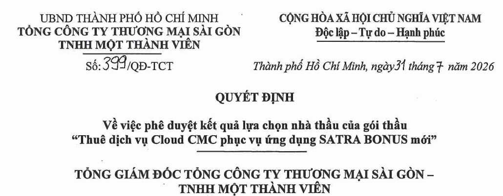 Báo cáo thực trạng quản trị và cơ cấu tổ chức 6 tháng năm 2026 - Satra